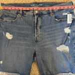 Old Navy Extra High Waisted Straight Button Fly Cut-Off Ripped Jean Shorts Photo 6