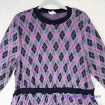 Unique Vintage Adorable Purple & Pink Argyle Sweater Dress women plus size 1X Photo 4