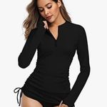 Chama Long Sleeve UV Sun Protection Rash Guard Side Adjustable Wetsuit Top Black Size L Photo 0