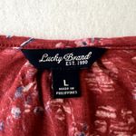 Lucky Brand  Red Floral V Neck Top Photo 5