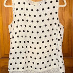 Rose + Olive EUC  White and Black Polka Dot Work Tank, Size Small Photo 0