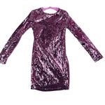 superdown NWT Sparkling Pink Cindi Sequin Long Sleeve Open Back Mini Dress XXS Photo 5