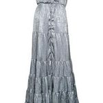 Joyfolie Mia Joy Tiered Boho Maxi Dress Flowy Vtg Inspired Hippie Gray Silver XS Photo 0