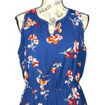 41Hawthorn MEDIUM PETITE Trisha Split Neck Dress Stitch Fix Floral Elastic Waist Blue Photo 5