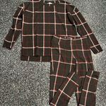 Loft Brown & Red Plaid 2 Piece Women’s Shirt & Pants Pajama Set Size XS Photo 0