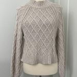 American Eagle  Small Beige Mock Neck Crochet Sweater Photo 0