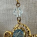 Gold Filigree Crystal Chandelier Earrings, Blue & Teal Photo 3