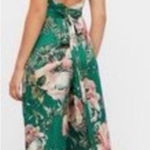 Free People Floral Green Jumpsuit Size 0 Satin Crossover $179 RARE Revolve FP Photo 1