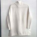 Lillusory Oversized Turtleneck Split Hem Batwing Pullover Tunic Sweater XS/S White Photo 5