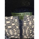 Trisha Tyler M Navy Lace Ombre Button Up Blouse Coastal Artsy Lagenlook Sheer Blue Size M Photo 4