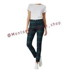 H&M  size 10 tartan plaid stretch blue green dress pants high rise straight leg Photo 5