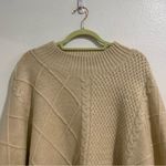 Free People Cream Harbour Stripe Cable knit Poncho Sweater Sz O/S NWT Photo 2