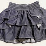 Japanese Y2K Kawaii Ruffle Tiered Layered Navy Blue Denim Mini Skirt Size XS Photo 2