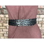 belt split leather black braided goldtone buckle stone western Photo 9