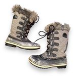 Sorel Tofino Tall Gray Waterproof Lace Up Distressed Faux Fur Snow Boots Sz 7.5 Photo 1