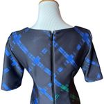 Womens Just Taylor Black Plaid Print Chic Knit Pencil V Neck Dress Photo 2