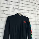 Adidas  Long Sleeve Hoodie Women’s XS Black Rainbow Logo Sleeve Cotton Pullover Photo 3
