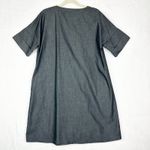 Ming Wang  Cotton Shift Dress Size Small Split Neck Pockets Charcoal Grey Office Photo 1