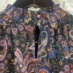 Fate Women's Boho Paisley Mini Dress M Ruffle Long Sleeve Sheer Lined Multicolor Black Size M Photo 9