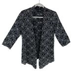 Shannon Ford New York Lace Floral Embroidered 3/4 Sleeve Open Sheer Blouse Sz L Black Size L Photo 0