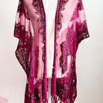 SO Velvet Burnout Mesh Kimono Cardigan Sheer Boho Whimsigoth Bohemian One Size Photo 0