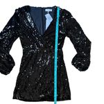 WAYF NEW Carrie Long Sleeve Sequin Minidress Small Black Party Sparkle Photo 4