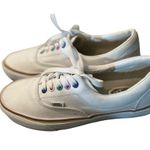 Vans  White With Rainbow Pastel Grommets For The Laces Low Top Size 8.5 Sneakers. Photo 7