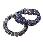 Pair of Pink and Purple Crystal Stretch Bracelets Photo 1