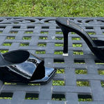 Anthropologie‎ Black Suede Studio Square Toe Heel Size 37 Photo 0