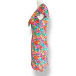 Vintage Jessica Howard Petite Yellow Pink Floral Wiggle Dress Bow Detail Mini Size 4P Photo 7