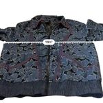 Anna Sui Floral Lace Denim Jacket Women’s Size Small Zip Front Collared Photo 9