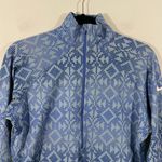 Nike Pro Women's Blue Aztec Print Quarter Zip Running Pullover Top Size L Photo 1
