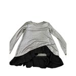 Fever Gray Black Lace Long Sleeves Layered Look Ruffled Hem Asymmetrical Top S Photo 6