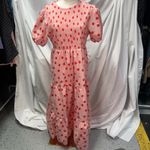 Petal‎ + Pup Gasal Tiered Smocked Midi Dress Pink Red Polka Dot Womens 10 Cotton Photo 11