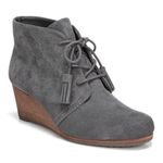 Dr Scholls Women Dakota Wedge Bootie Boots Gray Suede Size 8W Tassel Tie Photo 2