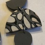 Gray and Black Retro Boho Clay Geometric Earrings Photo 5