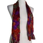 Liz Claiborne Vintage 100% Silk Scarf Floral Pattern Rectangle Made in Japan 55" Photo 2