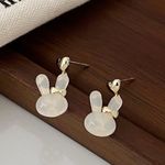 Bunny Stud Earrings for Women,Cute Opal Rabbit Earrings for Girls,Animal Earring Gold Photo 1