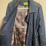 Tracy Porter Vintage Embroidered Denim Jacket Trench Coat Blue Size M Photo 5