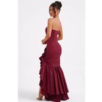 Babyboo Angelina Strapless Ruffle Maxi Dress NWT Burgundy Formal Gown Sz Small Photo 10