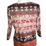 Vibrant J. BEE EARTH TONES BOHO 3/4 SLEEVE ARTISTIC TOP SMALL Photo 1