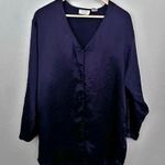 Victoria's Secret | Vintage Deep Purple Sleep Satin Shirt Gold Label | Size M/L Photo 1