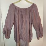 cupio  red & white high-low blouse with back tie closure Photo 2