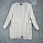 Primark ‎ Sweater Cream Cable Knit Cardigan Open Pockets Neutral Womens 6-8 Photo 1
