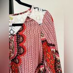 Fig & Flower Large Bohemian Lace Trim Blouse Hippie Chic Festival Peasant Shirt Red Photo 2