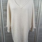 SheIn (Curve) Drop Shoulder Waffle Knit Tee with Wide Dolman Sleeves Ivory-1XL Photo 0