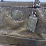 Coach Patent Leather Stitched Olive Green Handbag Purse Tote F1193-F15142 H Photo 13