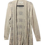 Aventura Open Knit Cardigan Sweater L Taupe Textured Longline Duster Boho Tan Size undefined Photo 0