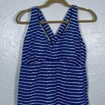 Lands' End Women Plus Size 16W Blue White Shibori Stripe Tankini Swim Top Padded Photo 0