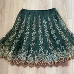 Elie Tahari Vintage  Green Floral Skater Skirt Photo 0